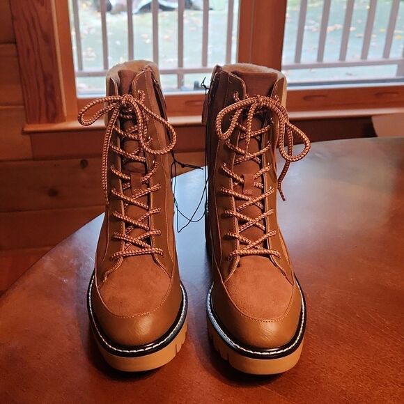 VIOLET & RED Stitch Fix Alexa Leather Suede Lace Up Hiking Boots, Size 10, Brown - Picture 1 of 10